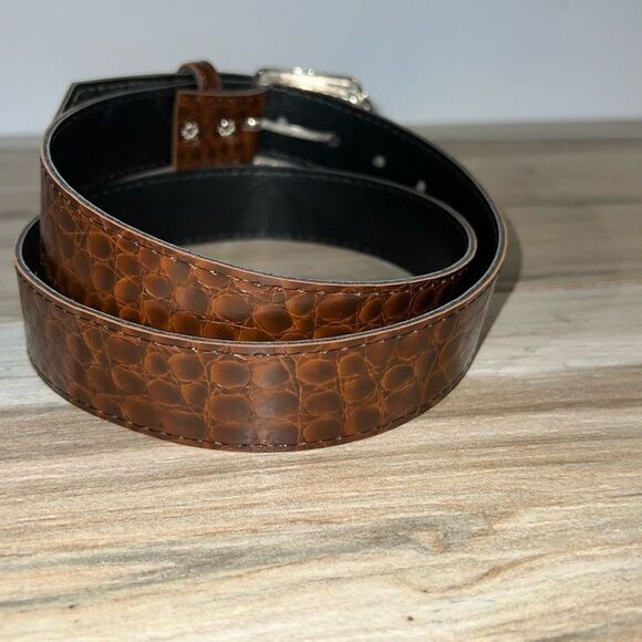 Retro Wide Belt Womens 14 Gold Tone  And Brown  Snake Print ClassicCore Office - Picture 3 of 6